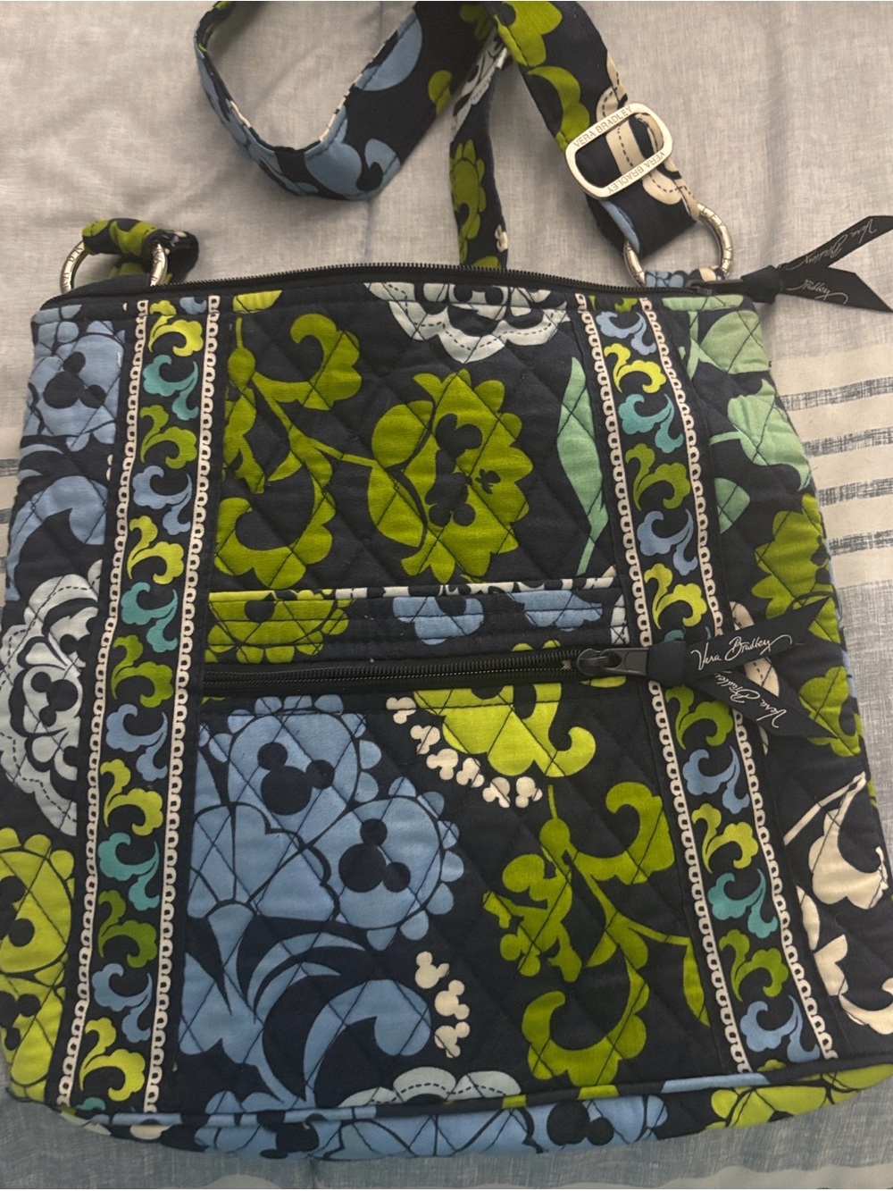 Disney Vera Bradley Quilted Floral Crossbody in Navy, Blue & Lime
